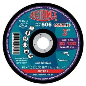 A1DCOMOTO506 - Disco De Corte Austromex 506 3X1/16X1/4 P/Mototool - AUSTROMEX
