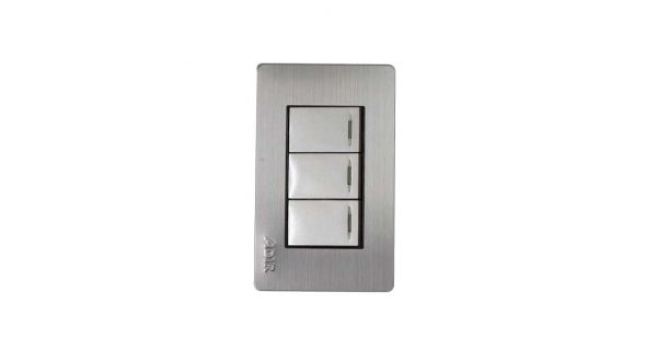 HC111272 - Placa 3 Apagadores Acero Inoxidable Mayorca Adir 4672