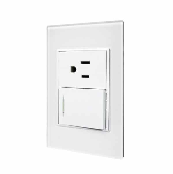 HC111296 - Placa 1 Apagador Y 1 Contacto Cristal Blanco 4137 Tiffany