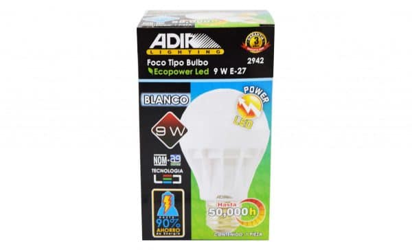 HC94708 - Foco Tipo Bulbo Led 9W Luz Blanca Adir AD-2942