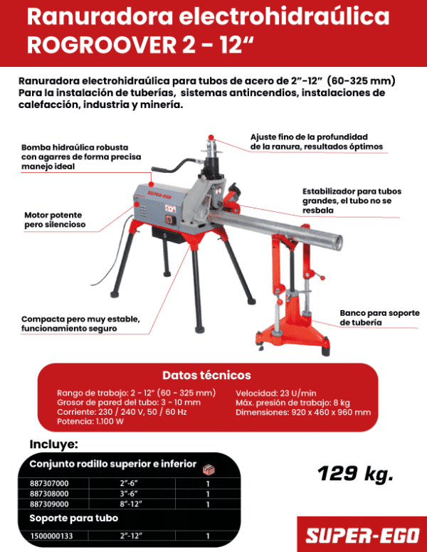 HC97301 - Ranuradora De 2 A 12 Super Ego 1500001988 Para Tuberia Cedula 40 - SUPER EGO