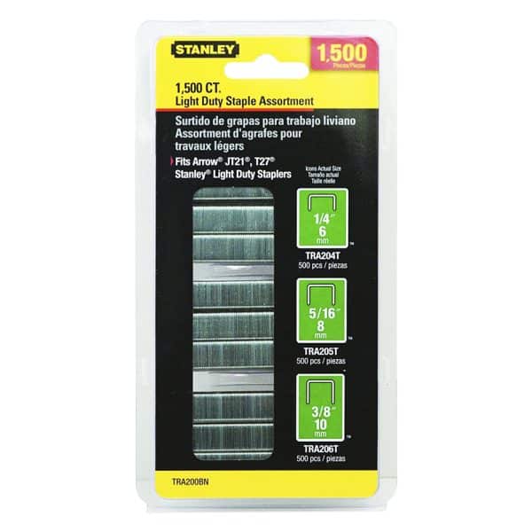 HC60080 - Grapas Surtidas Uso Ligero 1500Pz Stanley Tra200Bn